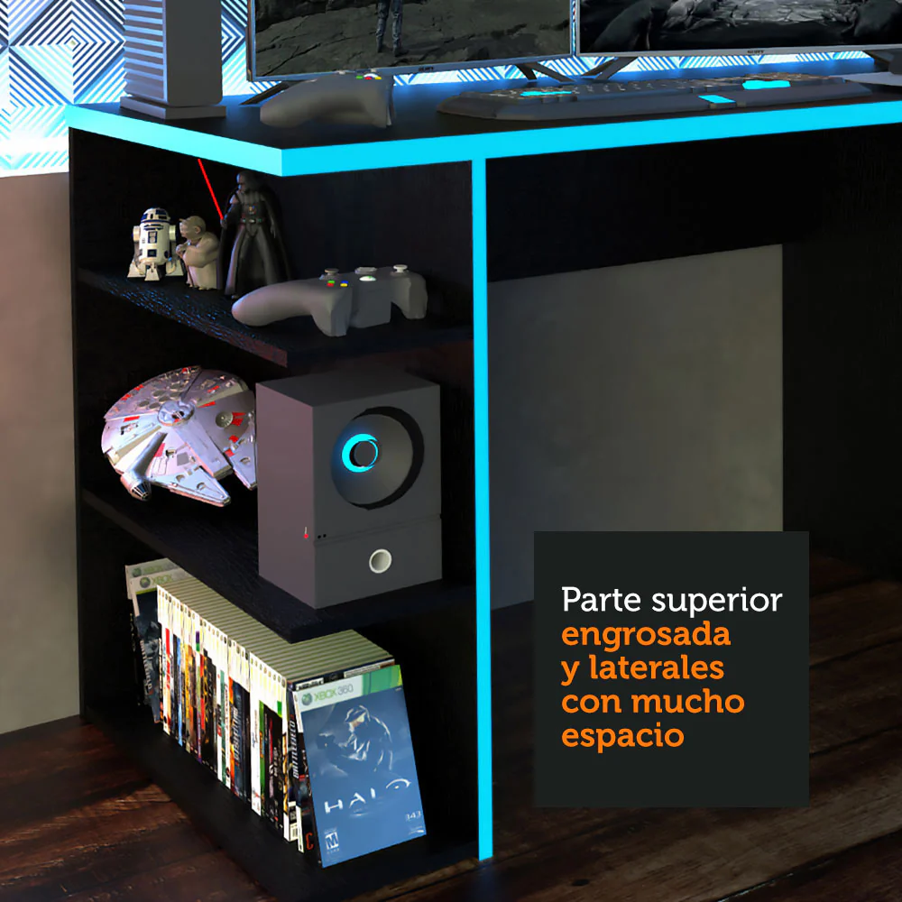 Escritorio Gamer Para PC y Consola Negro/Azul - Image 6