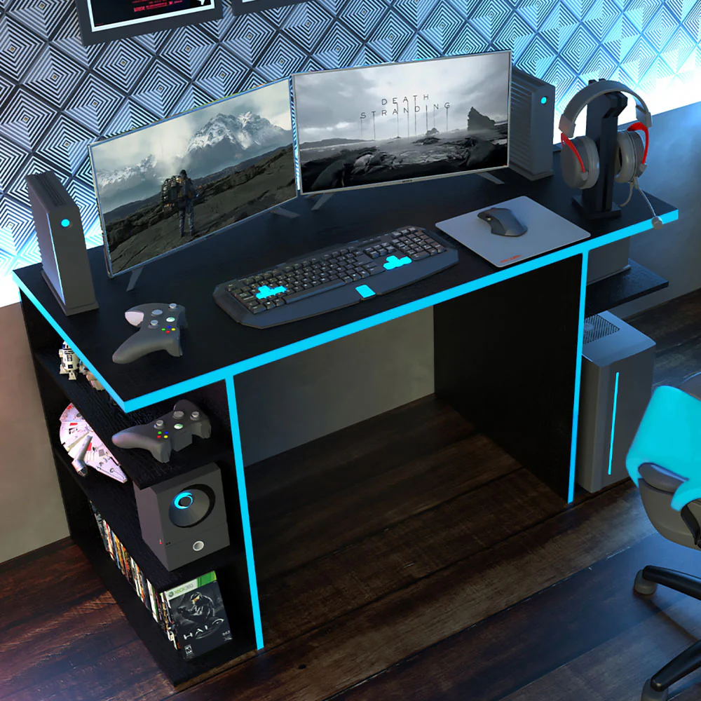 Escritorio Gamer Para PC y Consola Negro/Azul - Image 8
