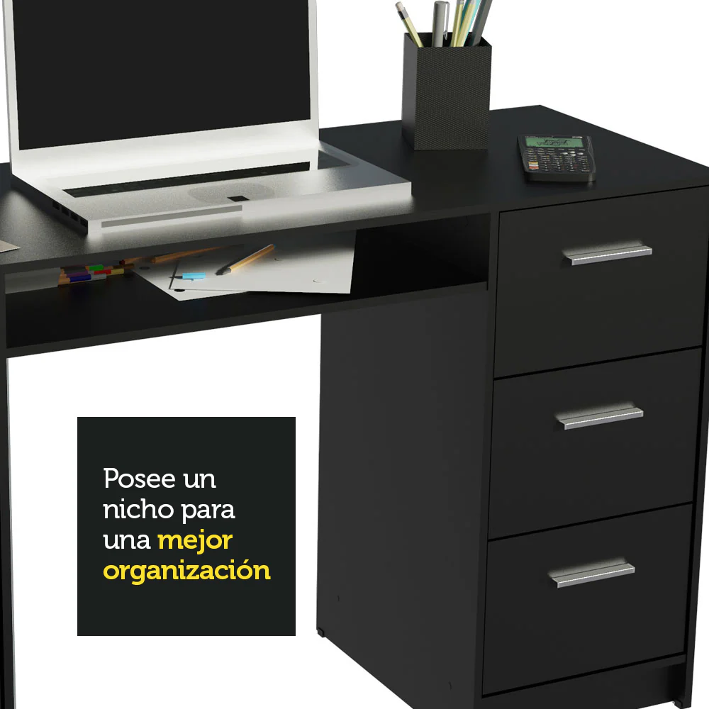Escritorio Madesa Alaska y Librero Organizador 6907 Negro - Image 4