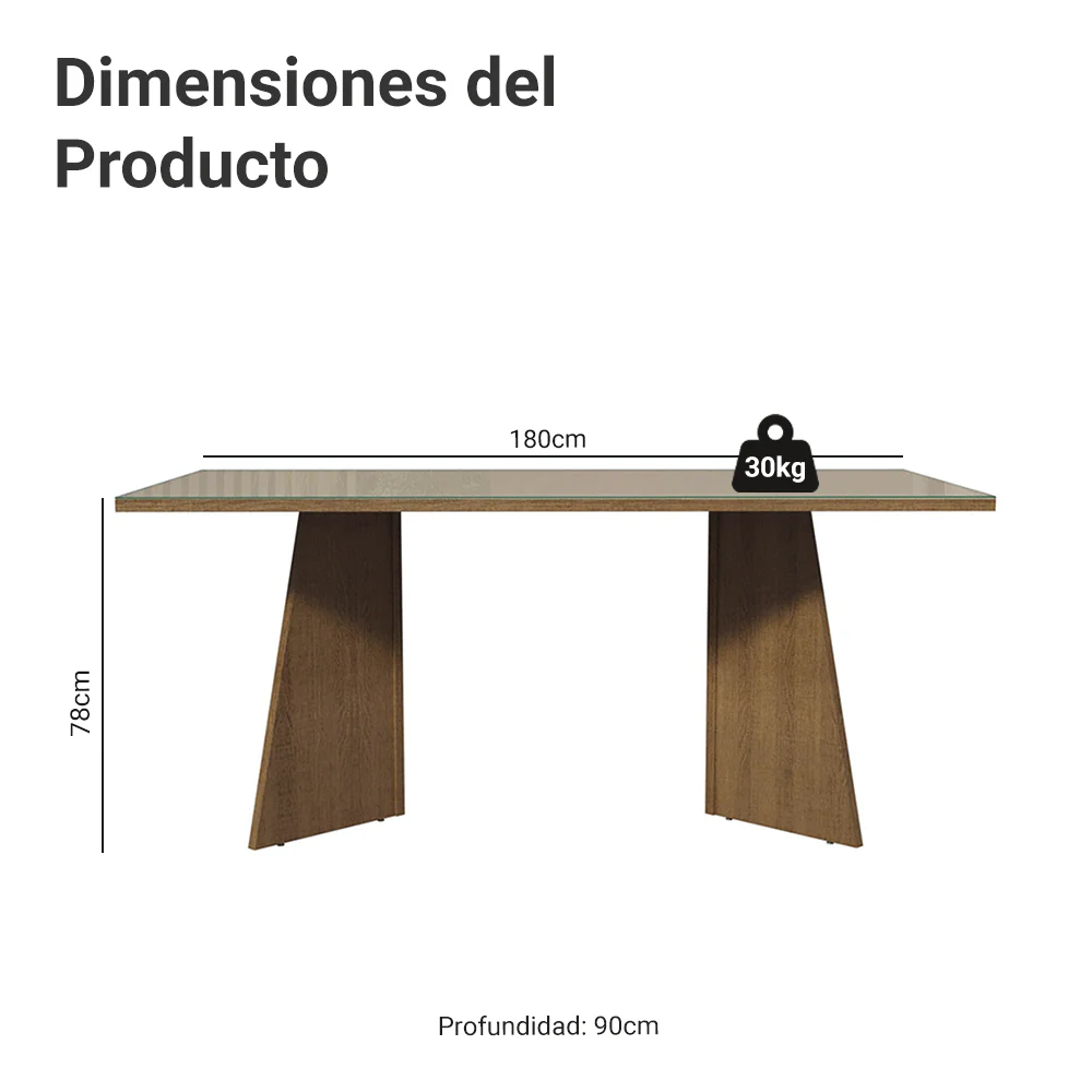 Escritorio para Oficina Director Presidente 180 cm con Tapa de Vidrio 5388 Marrón/Crema - Image 3