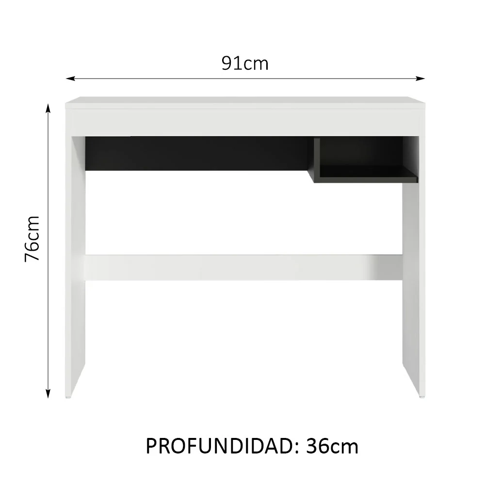 Escritorio Rubi con Tapa de Madera y 1 Nicho Blanco/Negro - Image 2
