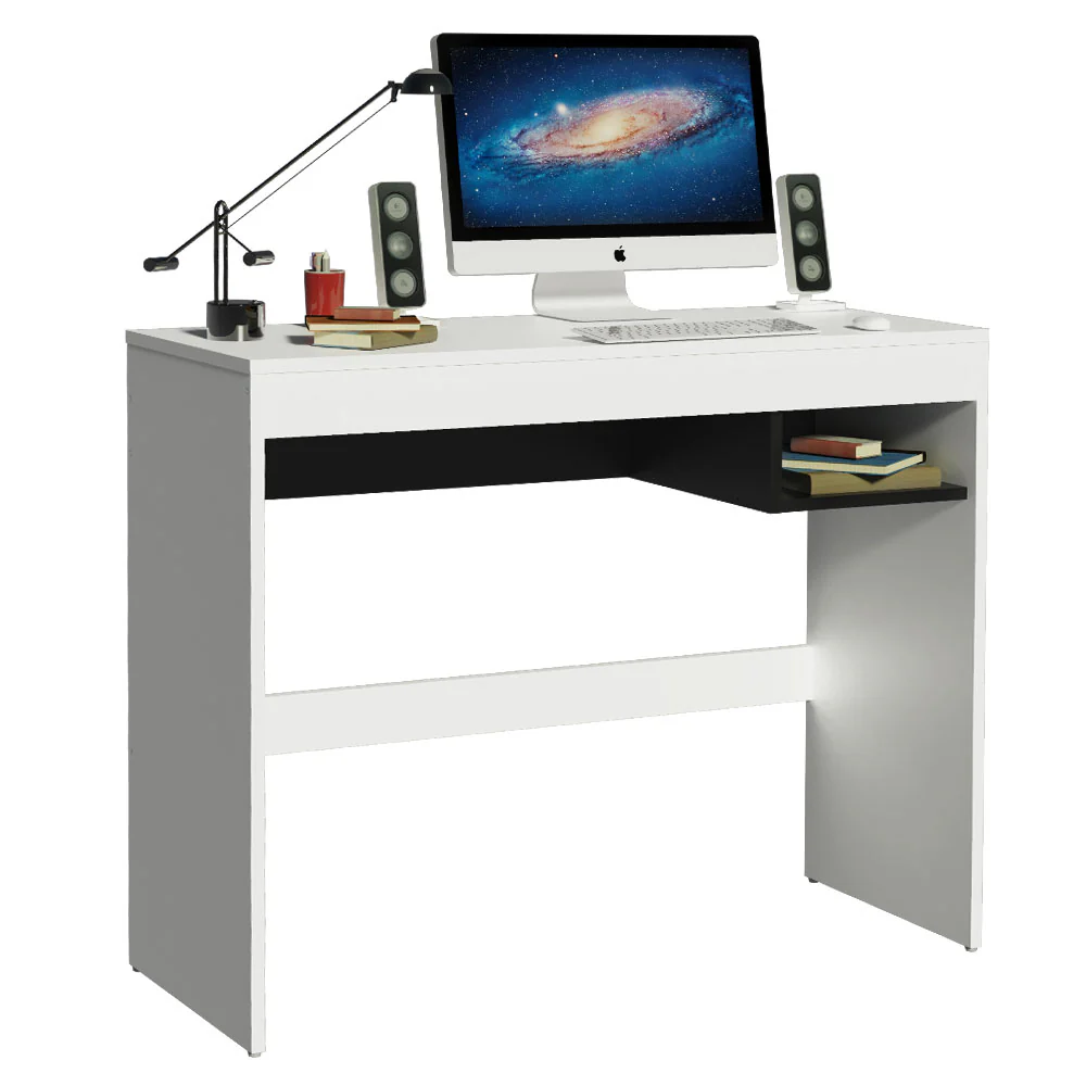 Escritorio Rubi con Tapa de Madera y 1 Nicho Blanco/Negro - Image 3