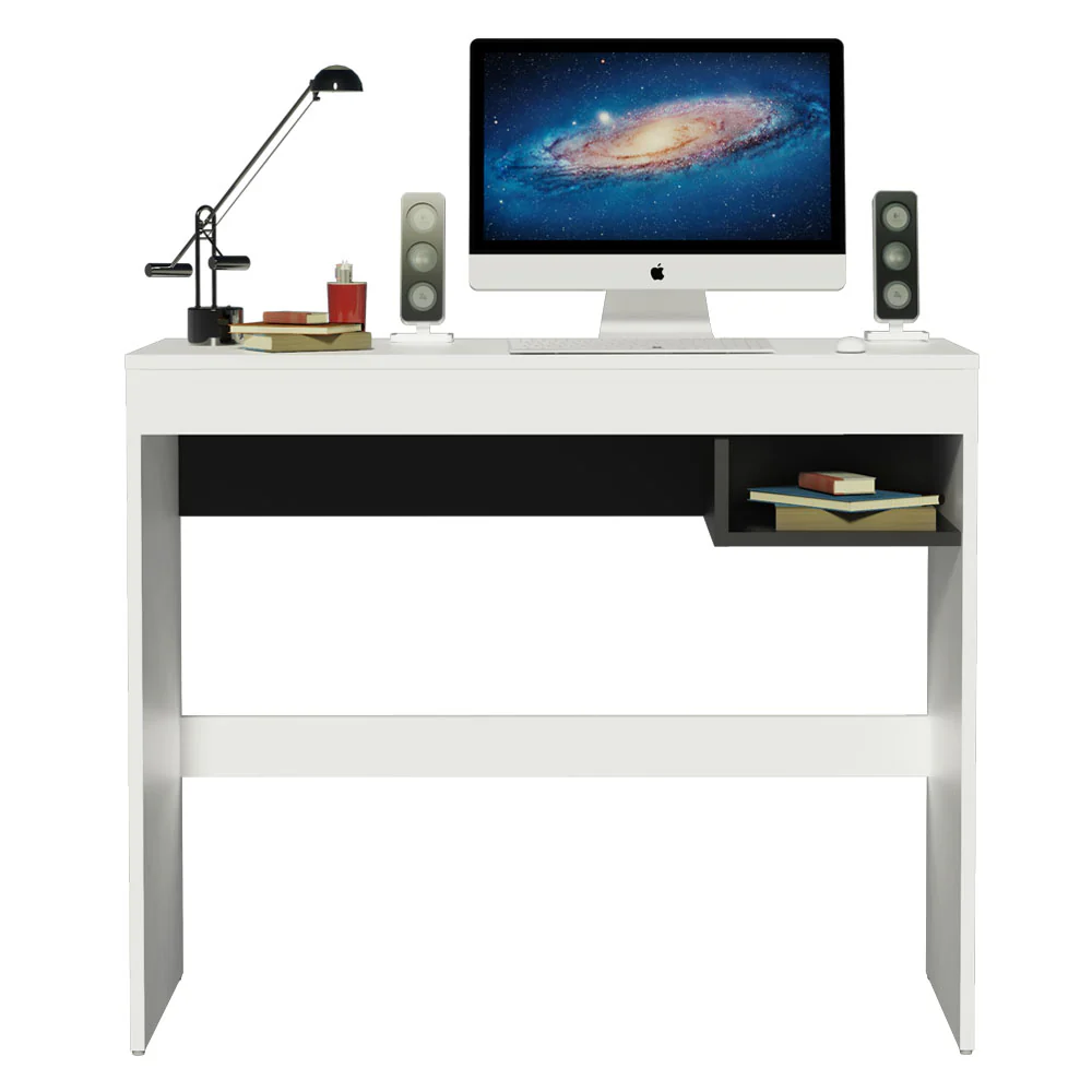 Escritorio Rubi con Tapa de Madera y 1 Nicho Blanco/Negro - Image 4