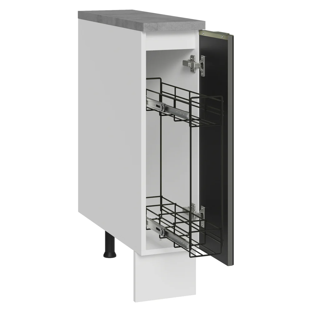 Especiero 20 cm X 60 cm, 1 puerta (Con Mesada) Blanco/Negro Lux Madesa - Image 3