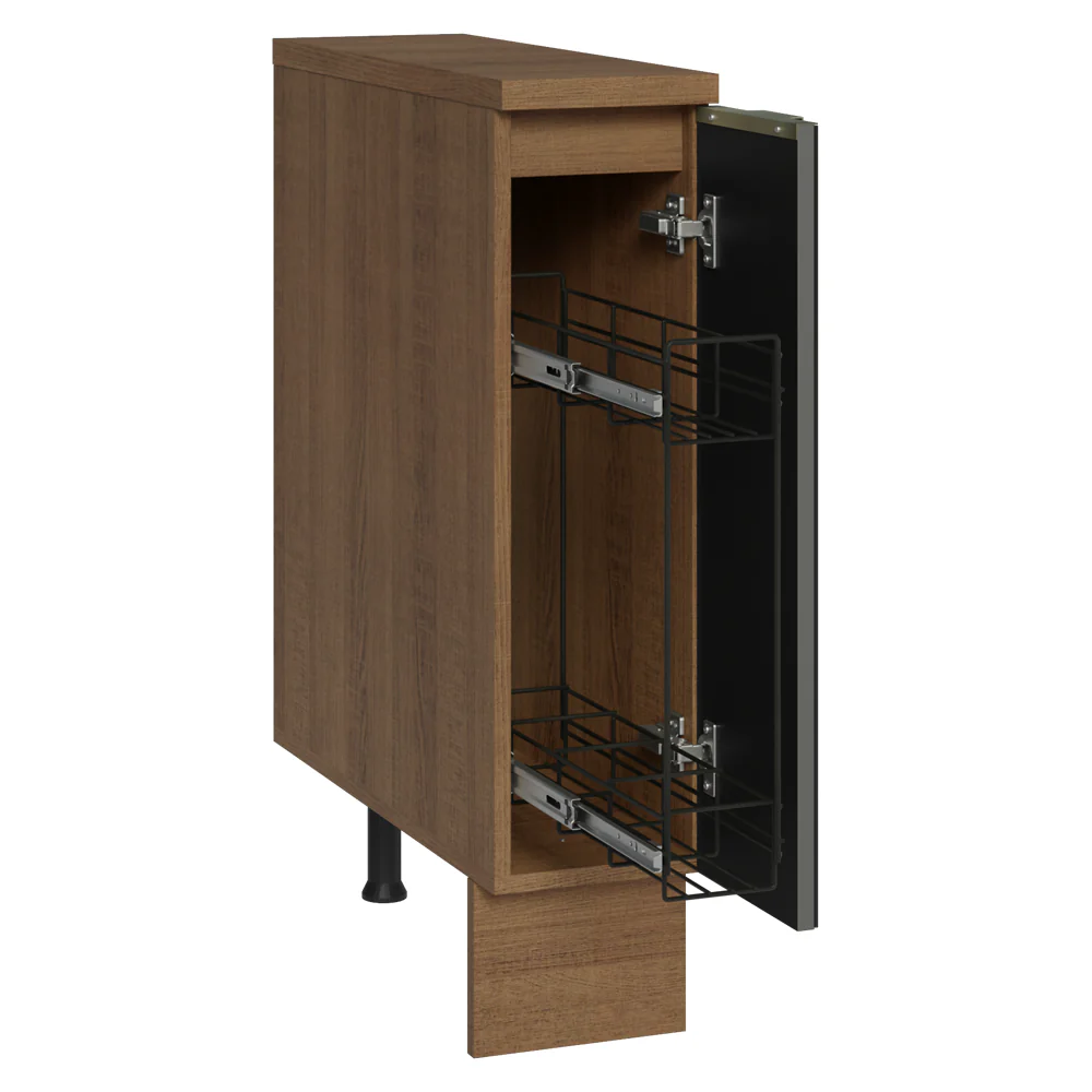 Bajo Mesada Especiero 20 cm X 60 cm, 1 puerta (Con Mesada), Marrón/Negro Lux Madesa - Image 2
