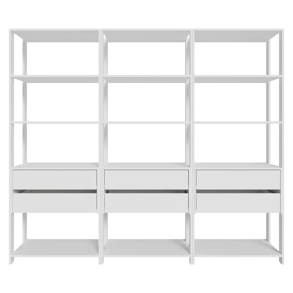 Estante Mueble Multiuso para Livros 6 Cajones 12 Repisas 210 cm Blanco Madesa - Image 8