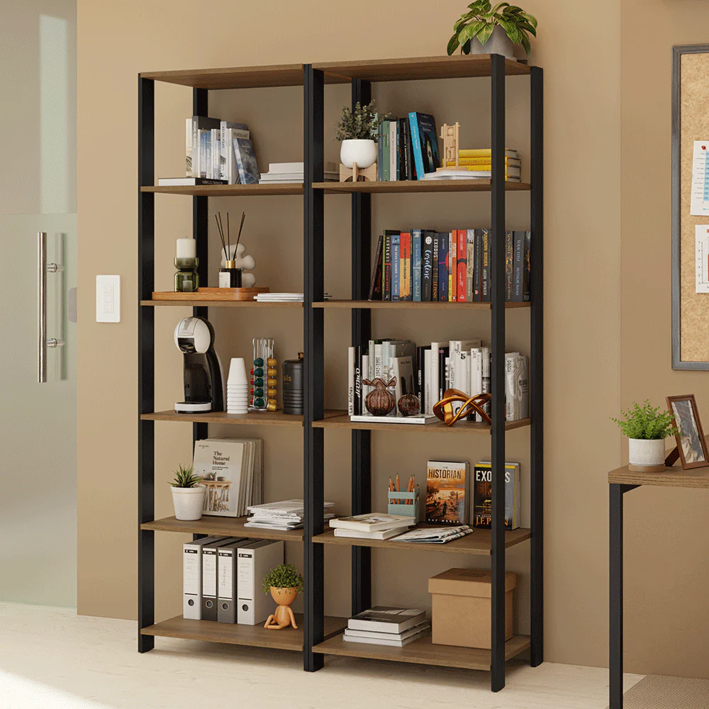 Estante Multiuso para Oficina 118cm Marrón/Negro Madesa