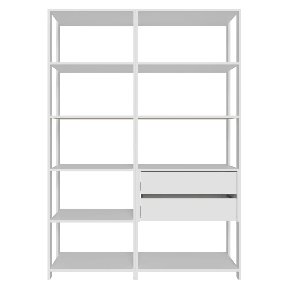 Estantería multiusos para oficina, 129 cm, 9 estantes, 2 cajones, color Blanco - Image 6