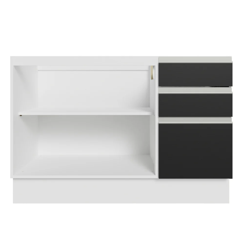 Isla de Cocina con Barra desayunador y Bajo mesada 120 cm Blanco/Negro Glamy Madesa - Image 10