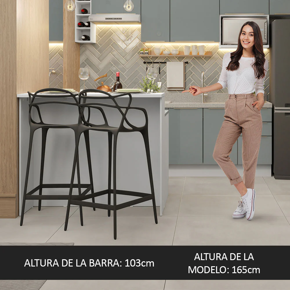 Isla de Cocina con Barra desayunador y Bajo mesada 120 cm Blanco/Gris Lux Madesa - Image 4