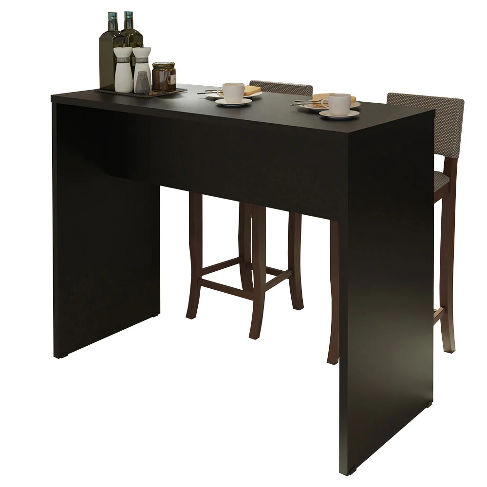 Isla de Cocina con Barra Desayunador 115cm Negro Madesa - Image 2