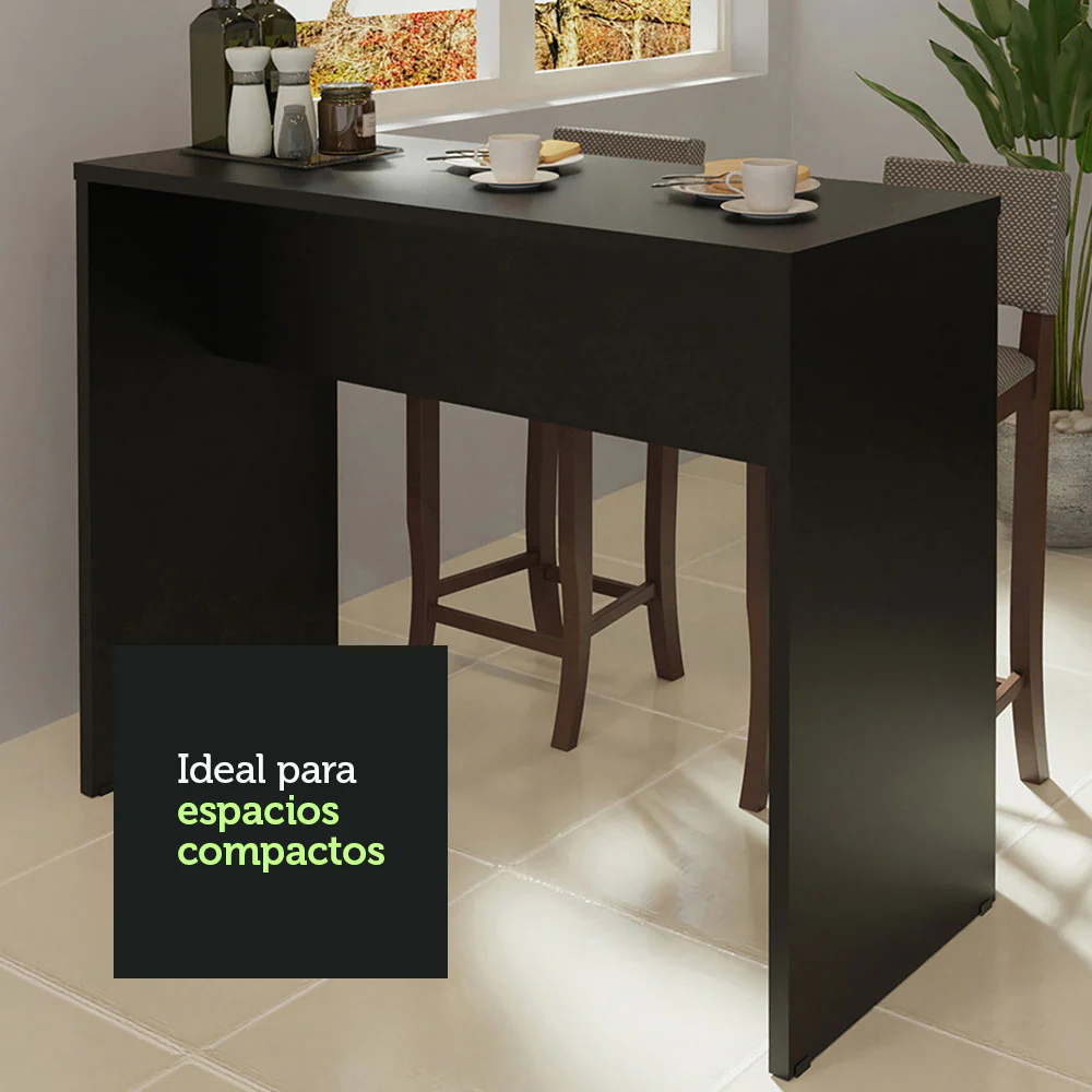 Isla de Cocina con Barra Desayunador 115cm Negro Madesa - Image 5