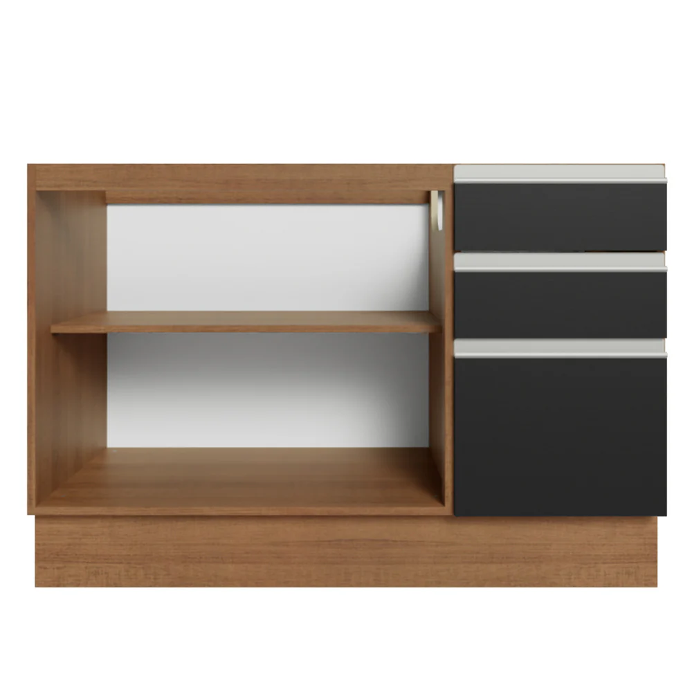 Isla de Cocina con Barra desayunador y Bajo mesada 120 cm Marrón/Negro Glamy Madesa - Image 10