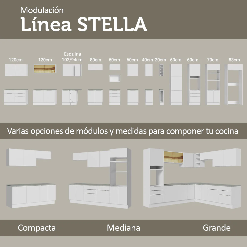 Isla de Cocina con Barra desayunador y Bajo Mesada 120 cm Blanco Stella Madesa - Image 9