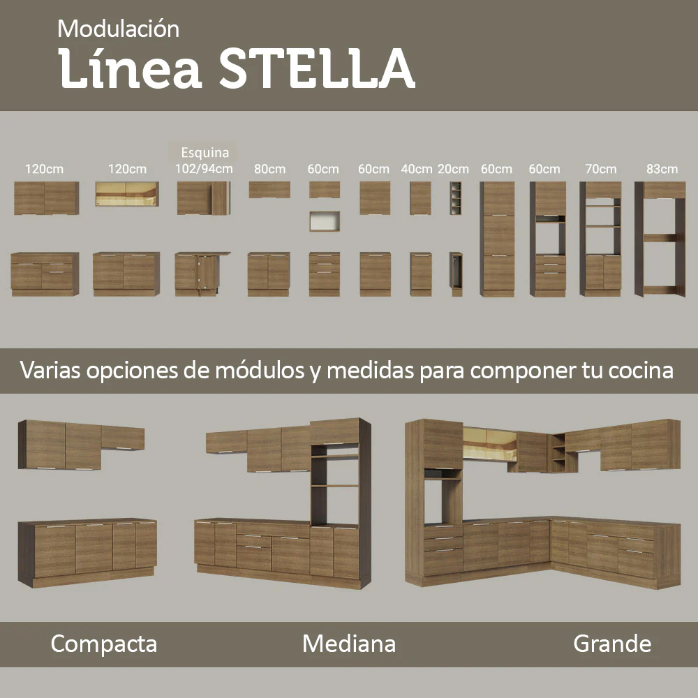 Isla de Cocina con Barra desayunador y Bajo Mesada 120 cm Marrón Stella Madesa - Image 9