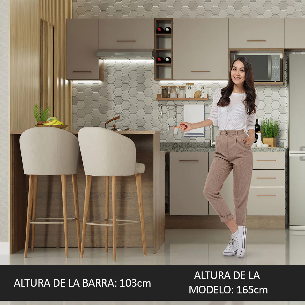 Isla de Cocina con Barra desayunador y Bajo Mesada 120 cm Marrón/Crema Agata Madesa - Image 5