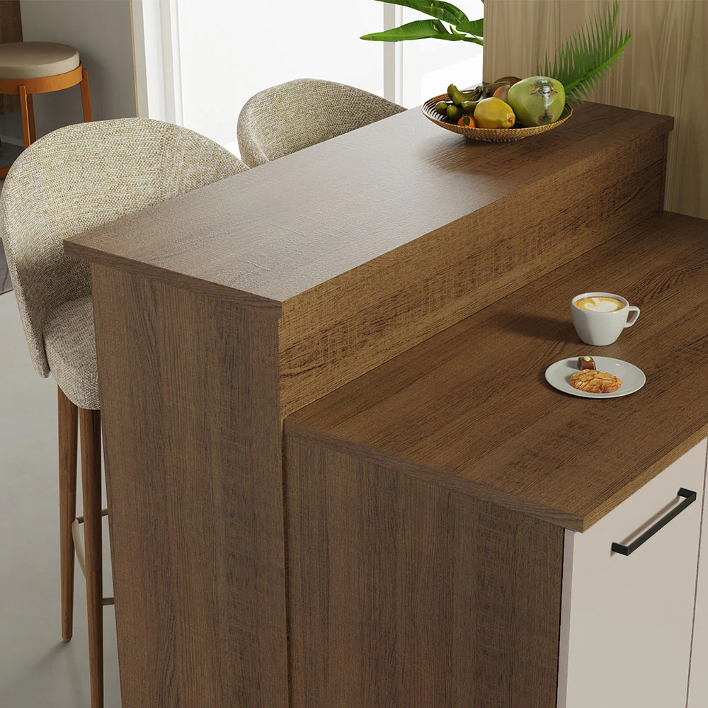 Isla de Cocina con Barra desayunador y Bajo Mesada 120 cm Marrón/Crema Agata Madesa - Image 7