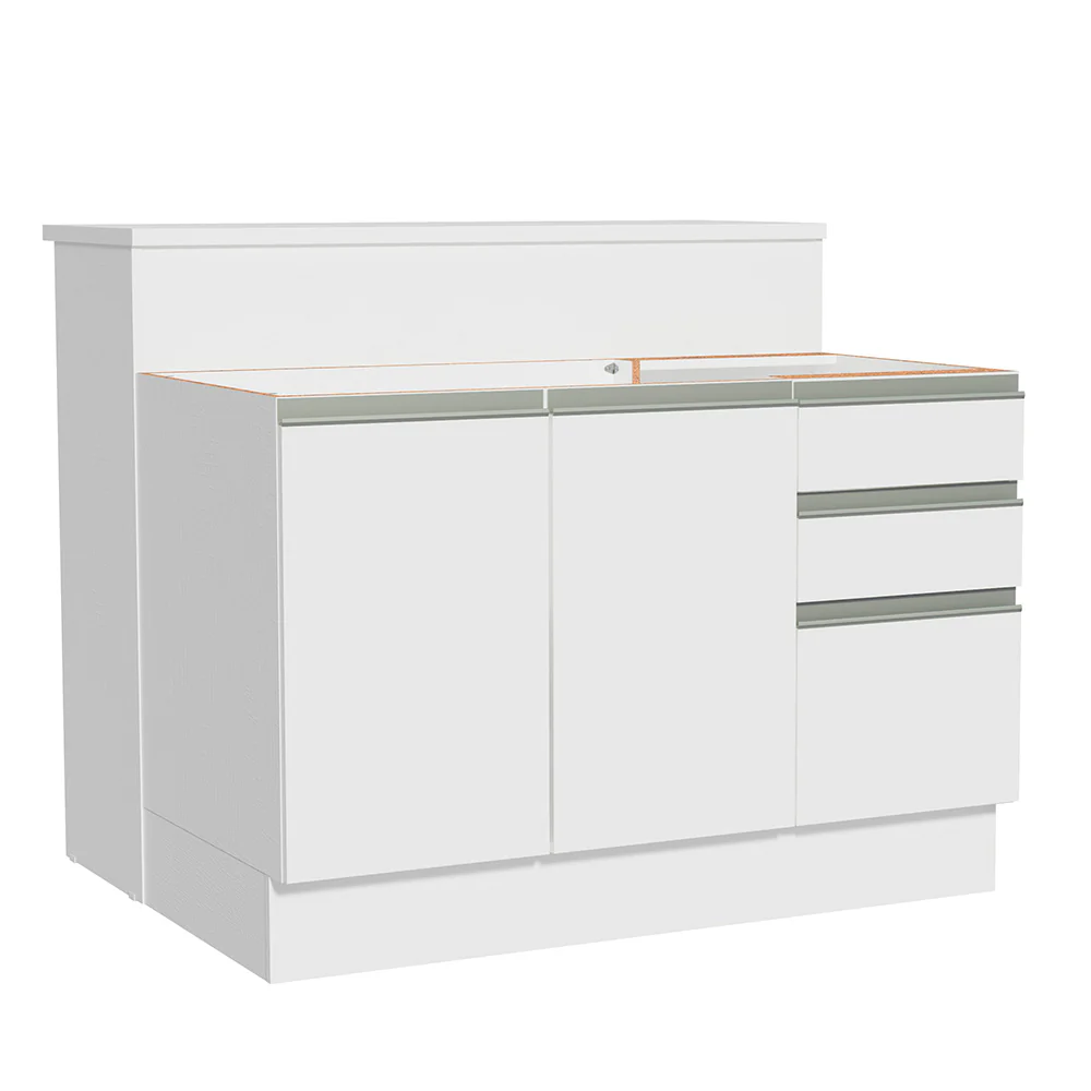 Isla de Cocina con Barra desayunador y Bajo mesada 120 cm Blanco Glamy Madesa - Image 9