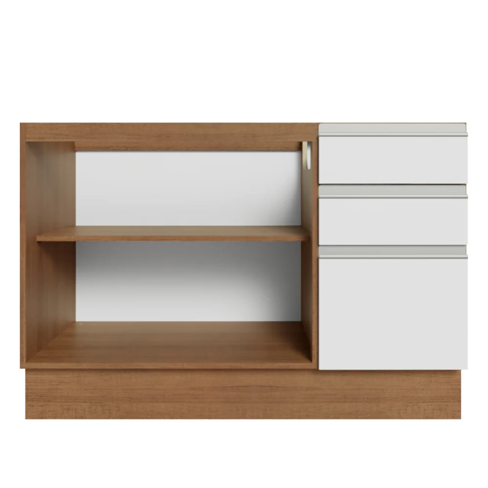 Isla de Cocina con Barra desayunador y Bajo mesada 120 cm Marrón/Blanco Glamy Madesa - Image 10
