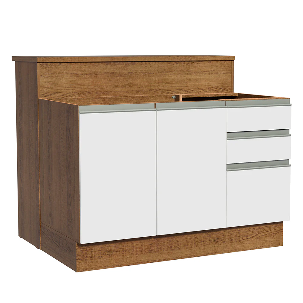 Isla de Cocina con Barra desayunador y Bajo mesada 120 cm Marrón/Blanco Glamy Madesa - Image 8