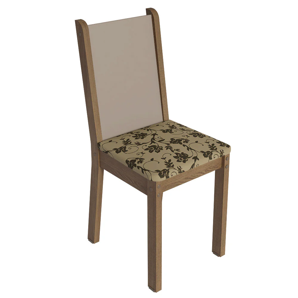 Juego Comedor Lucena Mesa Tapa de Madera 6 Sillas Marrón/Crema/Beige Marrón Madesa - Image 5