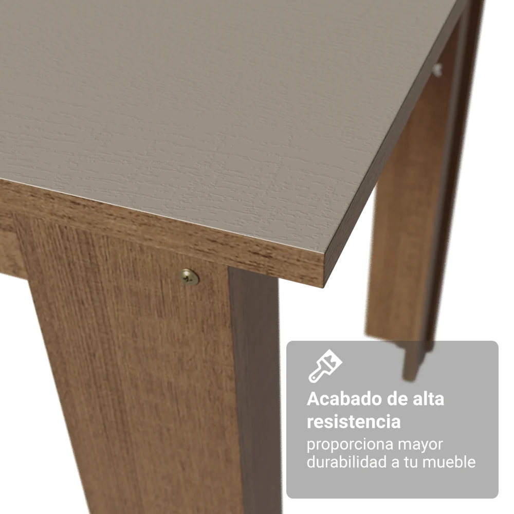 Juego Comedor Lucena Mesa Tapa de Madera 6 Sillas Marrón/Crema/Sintético Beige Madesa - Image 6