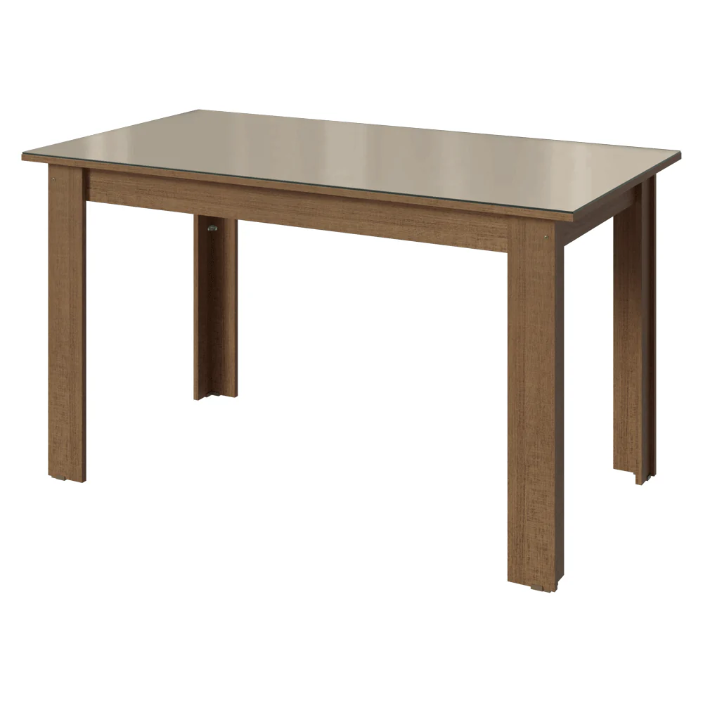 Juego Comedor Magnólia Mesa Tapa de Vidrio 4 Sillas Marrón/Crema/Floral Hibiscos Madesa - Image 5