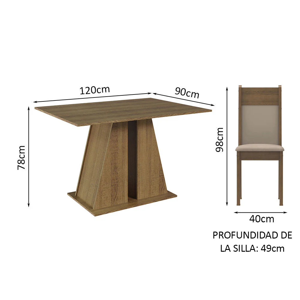 Juego Comedor Mesa con Tapa de Madera 6 Sillas Marrón/Beige Beverly Madesa - Image 2