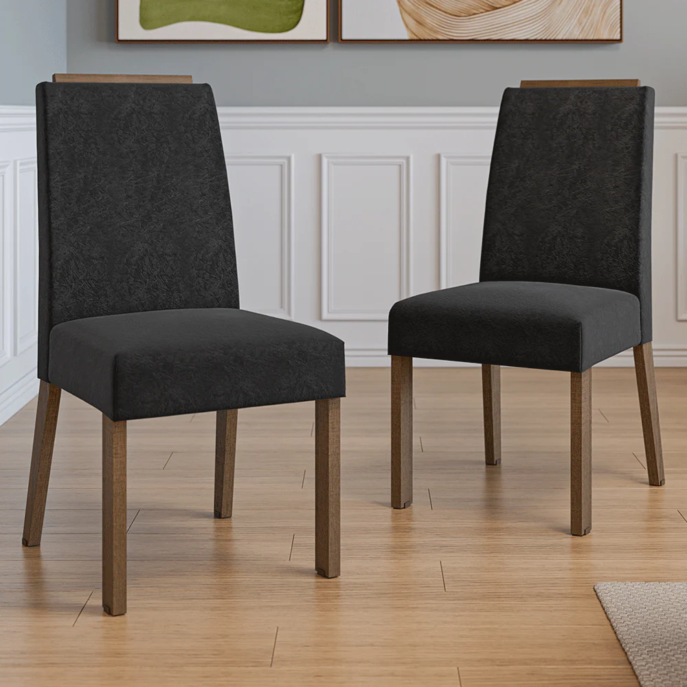 Juego de 2 Sillas 4255 con Detalle Madera Marrón/Oxford