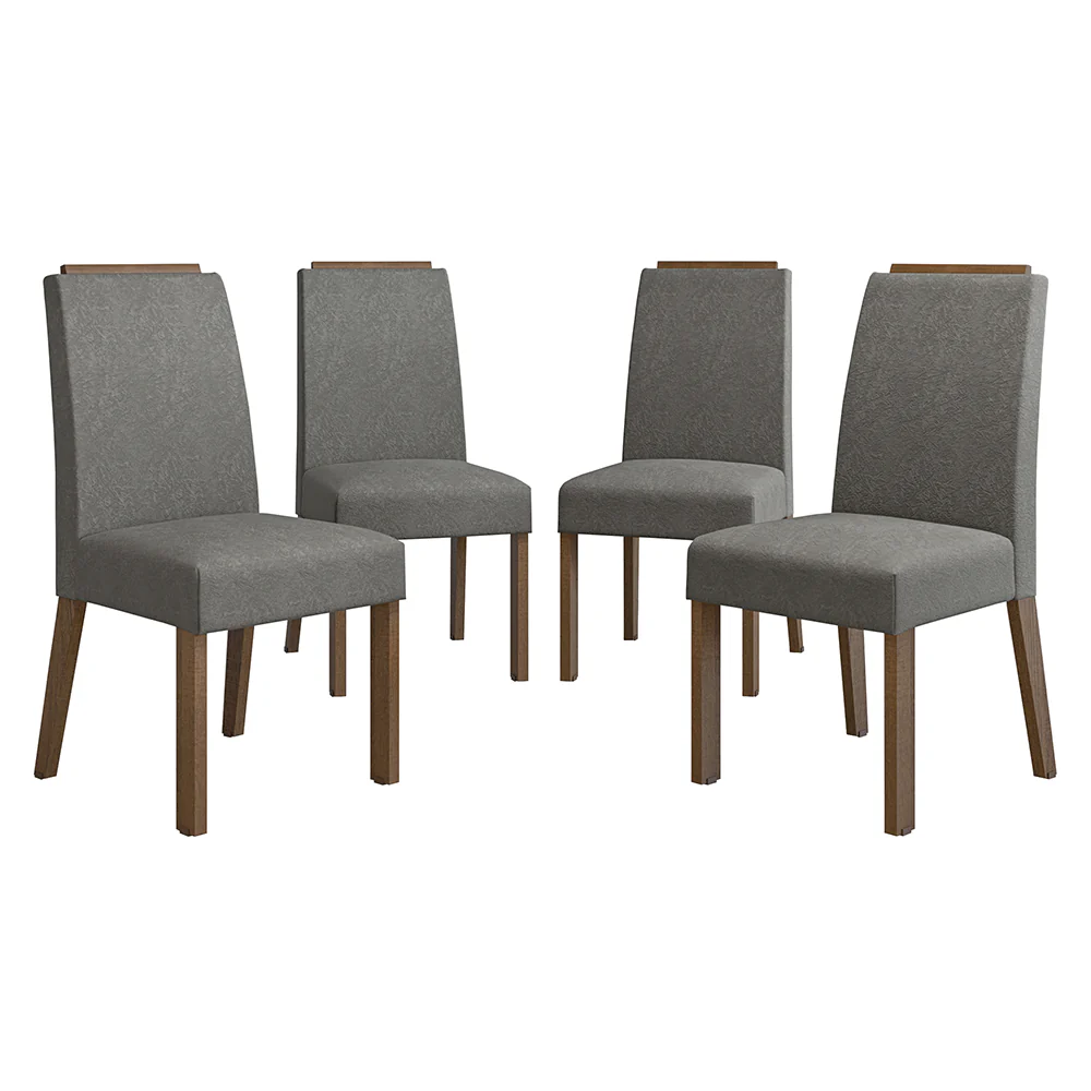 Juego de 4 Sillas 4255 con Detalle Madera Marrón/Silver - Image 3