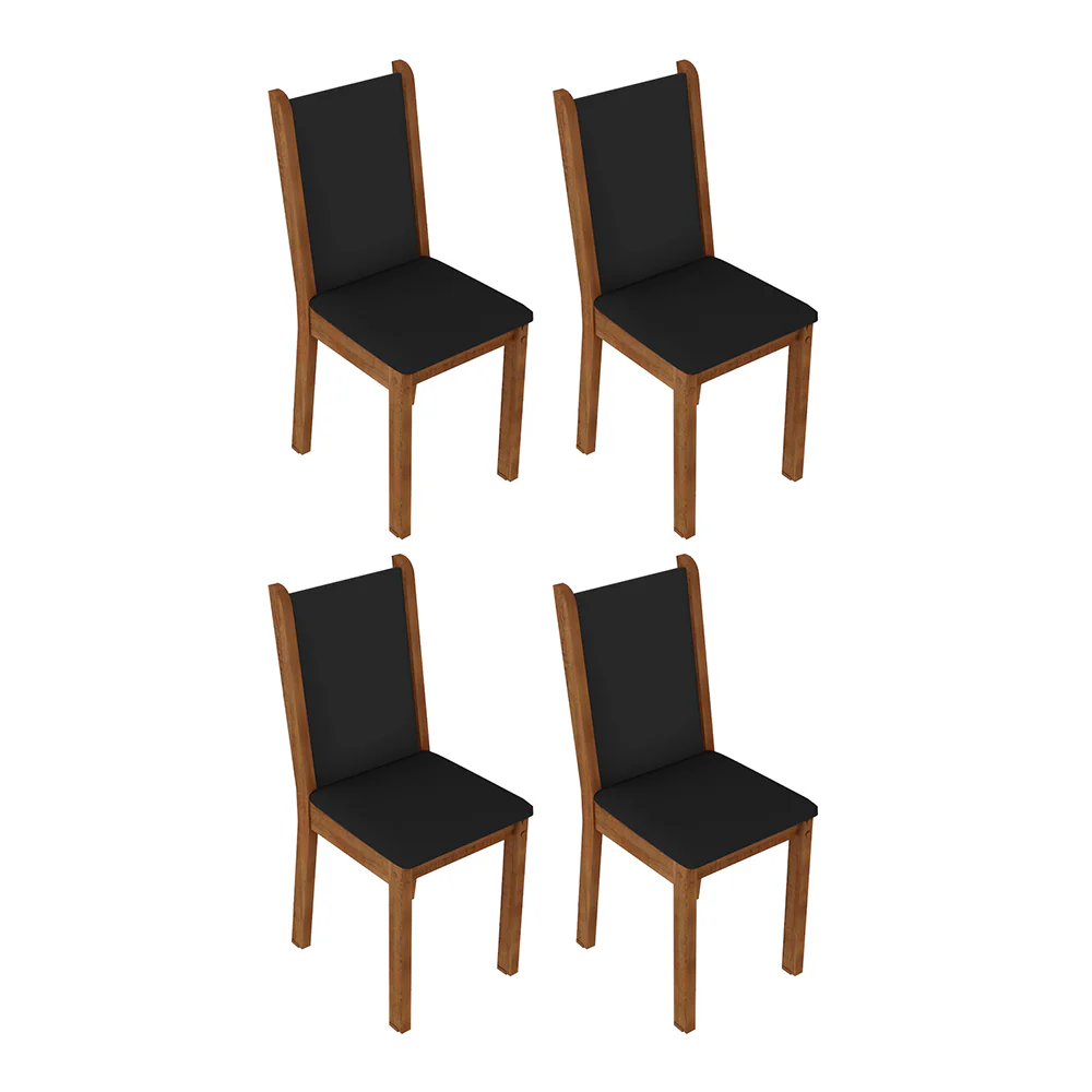 Juego de 4 Sillas 4291 Marrón/Negro