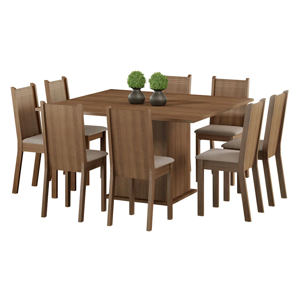 Juego de Comedor Clarice Mesa Tapa de Madera con 8 Sillas - Image 3