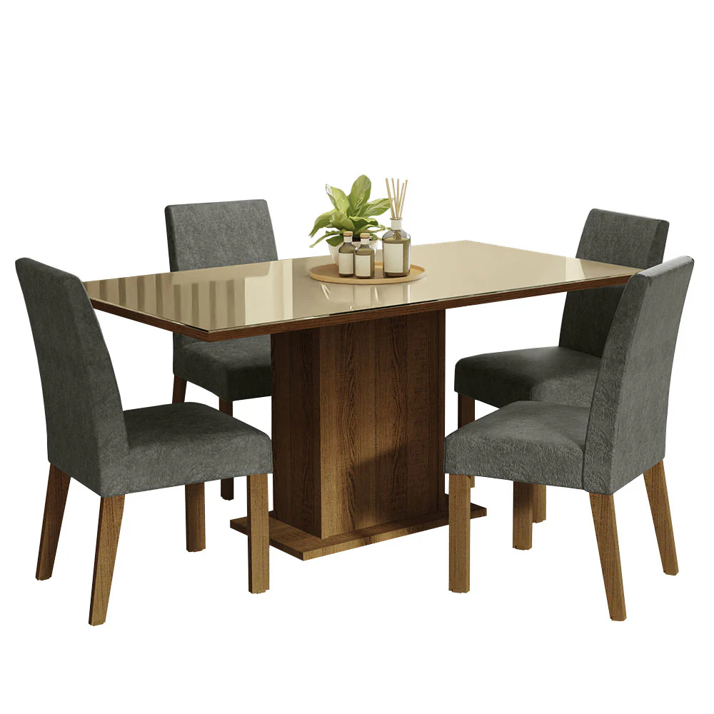 Juego de Comedor con Mesa de Tapa de Vidrio y 4 Sillas Avril Madesa - Image 2