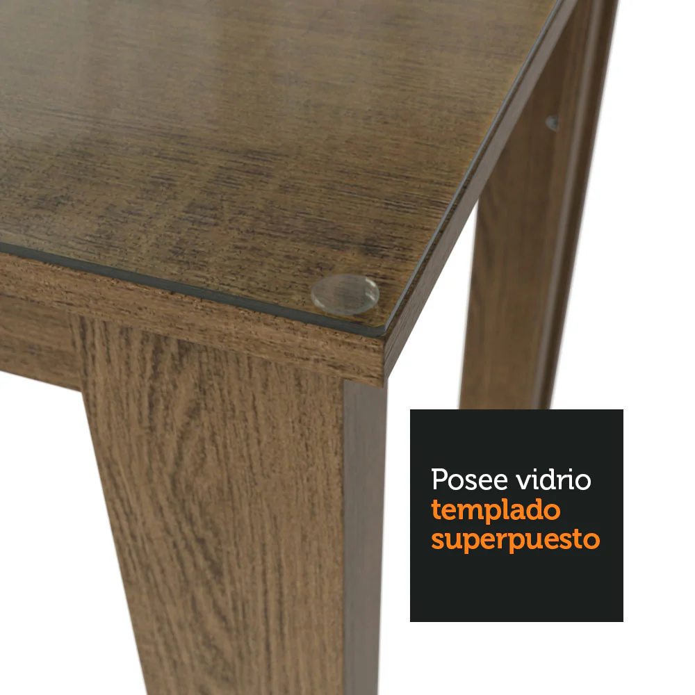 Juego de Comedor con Mesa de Tapa de Vidrio y 4 Sillas Marrón/Oxford Antônia Madesa - Image 6