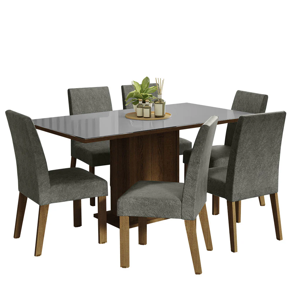 Juego de Comedor con Mesa de Vidrio y 6 Sillas Alexis Madesa - Image 2