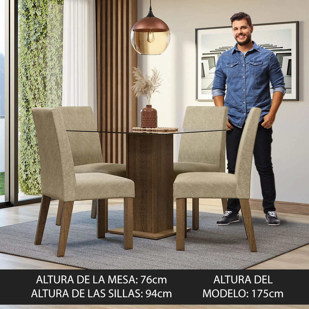 Juego de Comedor con Mesa y 4 Sillas Madesa Hiedra MI - Image 4