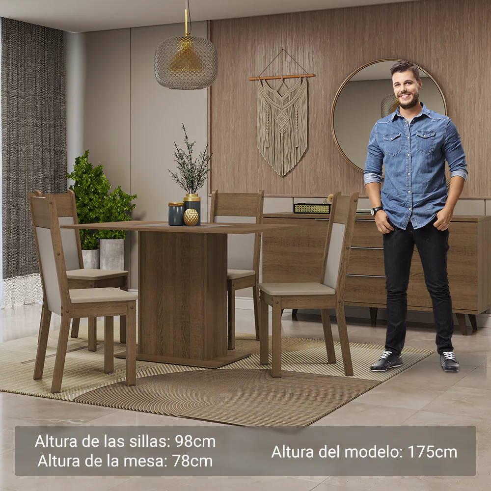 Juego de Comedor con Mesa y 4 Sillas Madesa Sheila MCB - Image 4