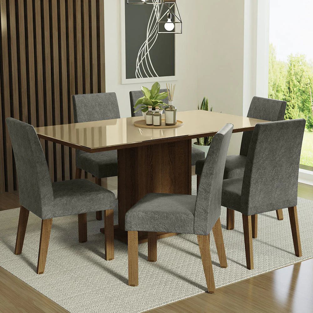 Juego de Comedor con Mesa y 6 Sillas Madesa MC 02
