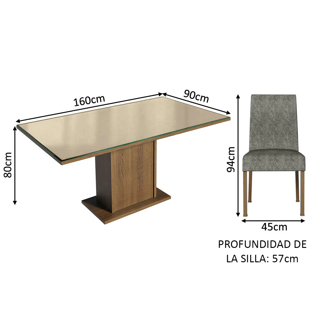 Juego de Comedor con Mesa y 6 Sillas Madesa MC 02 - Image 3