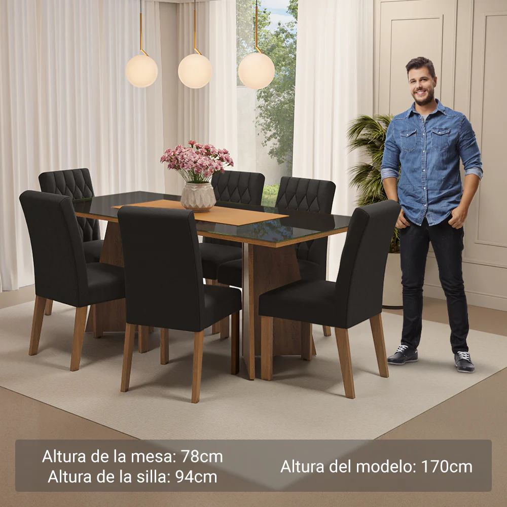 Juego de Comedor con Mesa y 6 Sillas Madesa Oxford MN 10 - Image 7