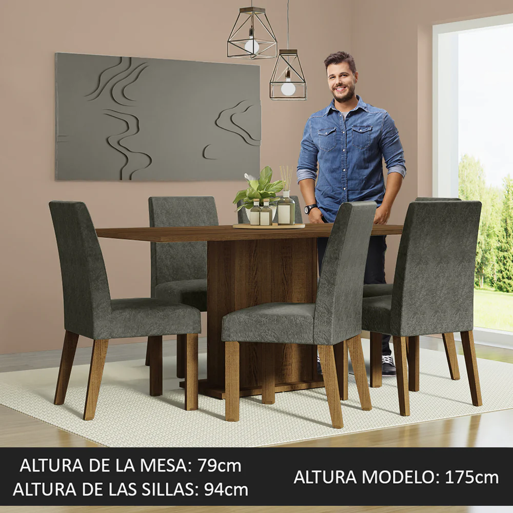 Juego de Comedor con Mesa y 6 Sillas Madesa Renata MNS - Image 4
