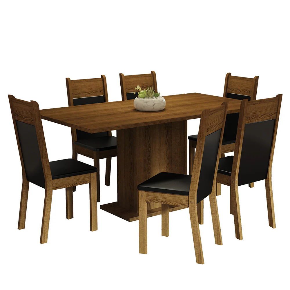 Juego de Comedor con Tapa de Madera 6 Sillas Marrón/Negro Augusta - Image 3