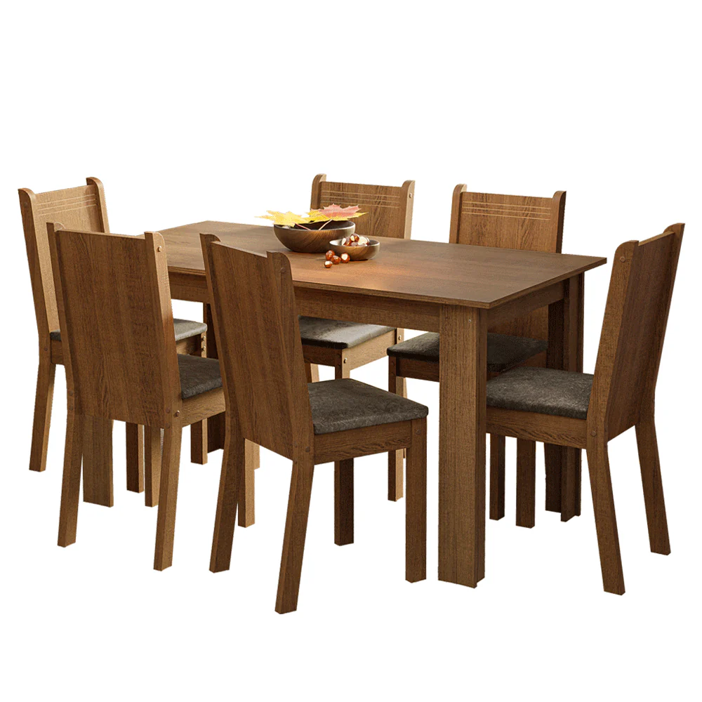 Juego de Comedor con Tapa de Madera 6 Sillas Marrón/Silver Analu - Image 3