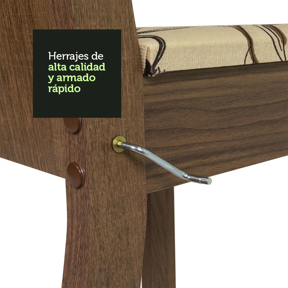 Juego de Comedor con Tapa de Vidrio 4 Sillas Marrón/Floral Beige Magda - Image 7