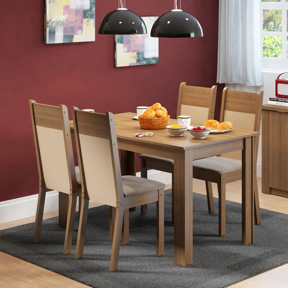 Juego de Comedor Havana Con 4 Sillas Marrón/Crema