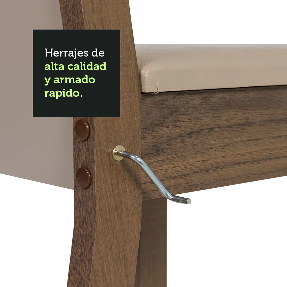 Juego de Comedor Havana Con 4 Sillas Marrón/Crema - Image 6