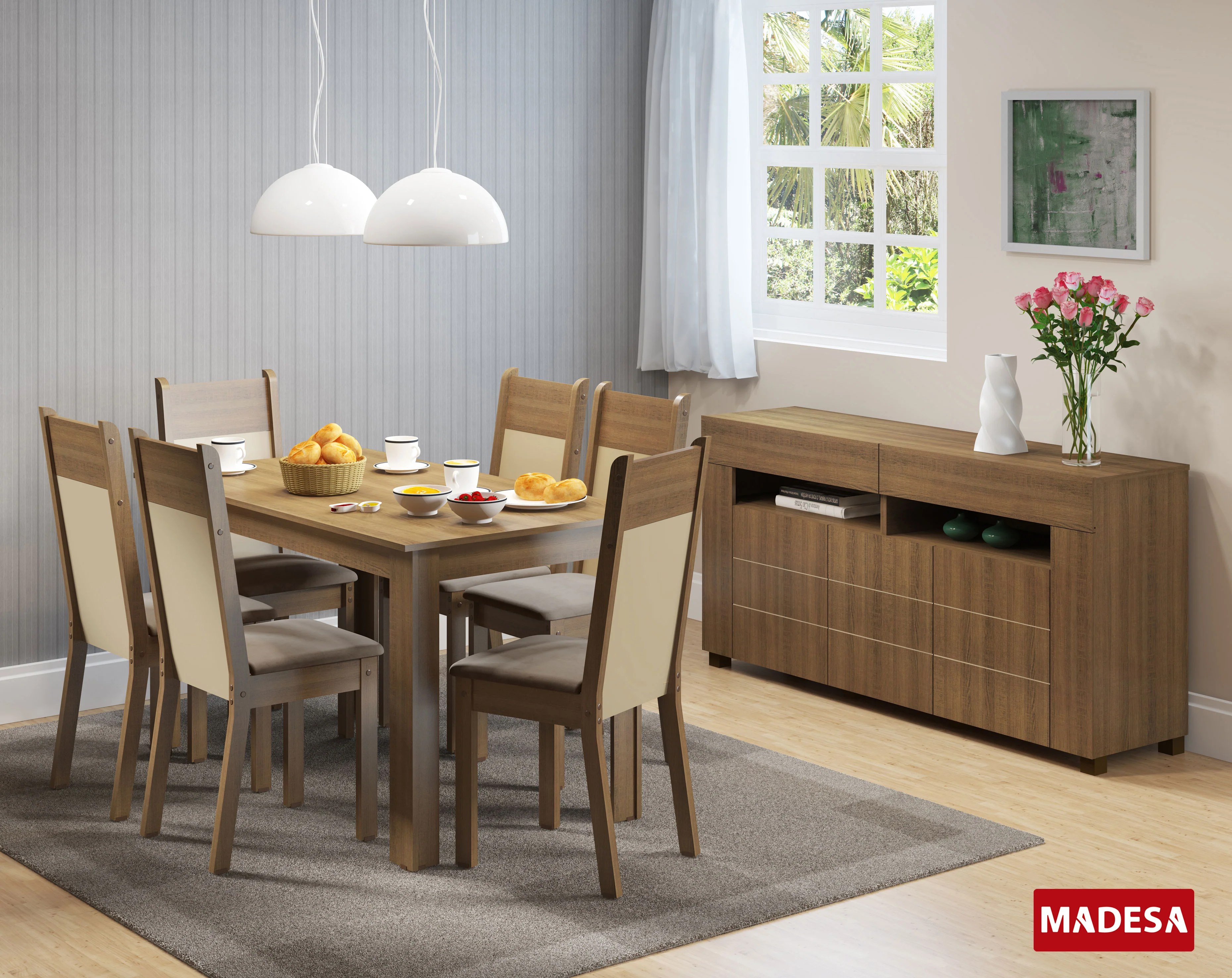 Juego de Comedor Honduras Mesa Tapa de Madera con 6 Sillas - Image 6