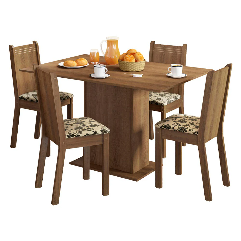 Juego de Comedor Lexy Madesa Mesa Tapa de Madera con 4 Sillas Marrón/Beige Marrón - Image 3