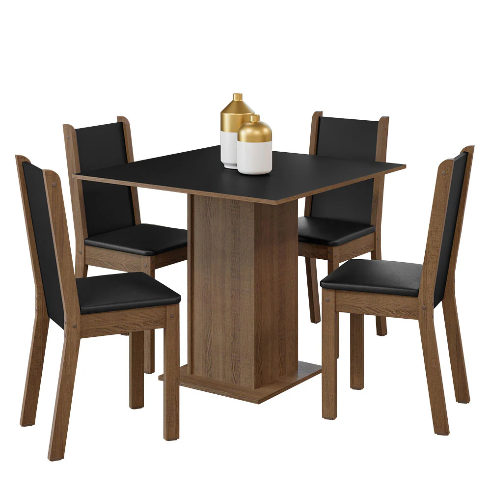 Juego de Comedor Madesa Alana Mesa Tapa de Madera con 4 Sillas Marrón/Negro - Image 3