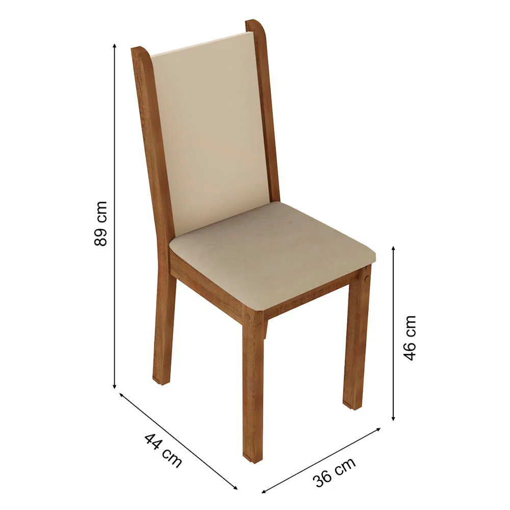 Juego de Comedor Madesa Alana Mesa Tapa Madera con 4 Sillas Marrón/Crema/Perla - Image 2